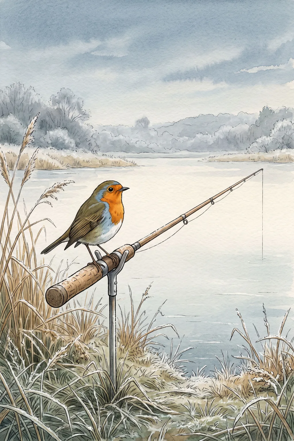 Robin on the Rest: robin on a rod rest